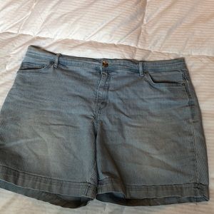 Blue striped jean shorts